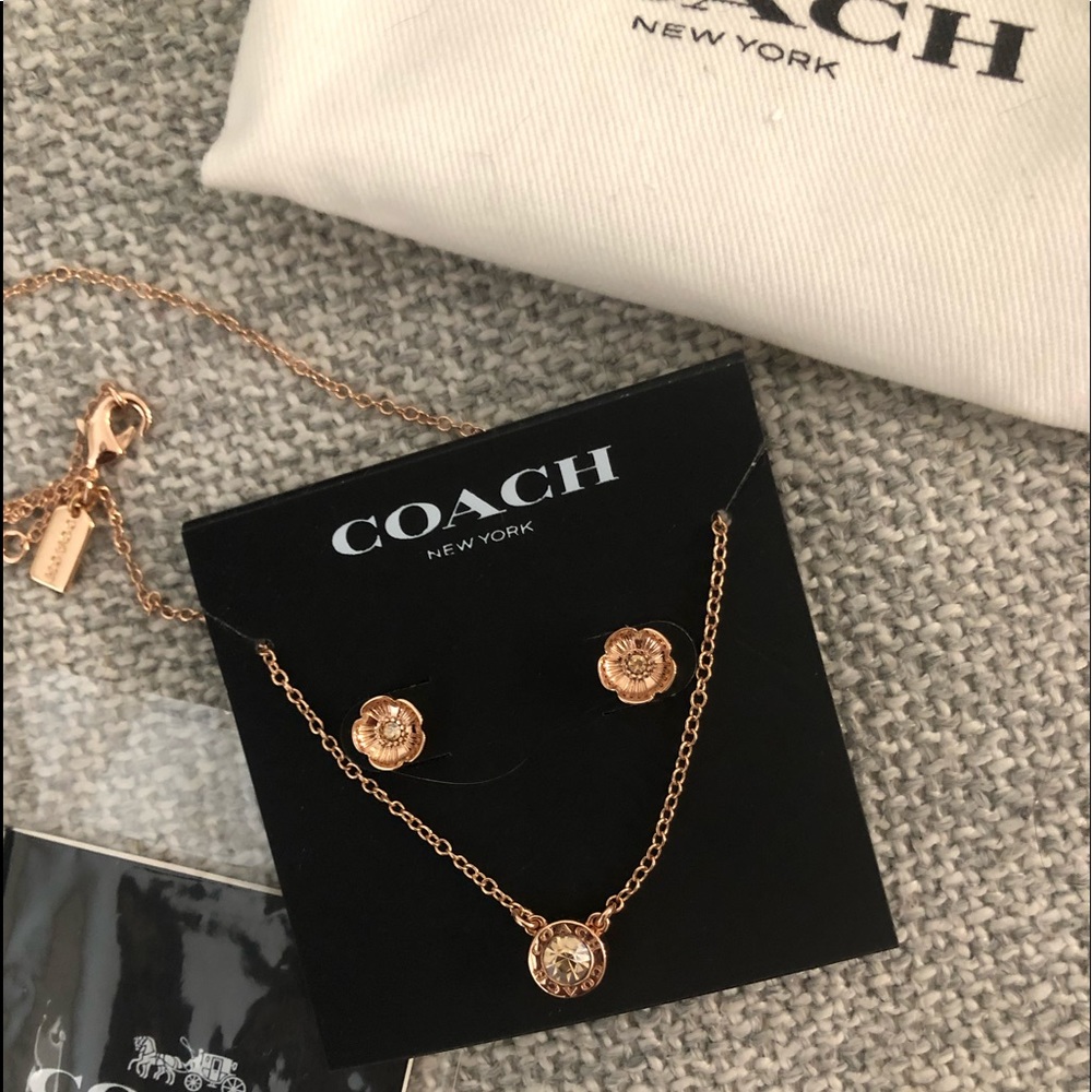 NWT Coach earrings and necklace set